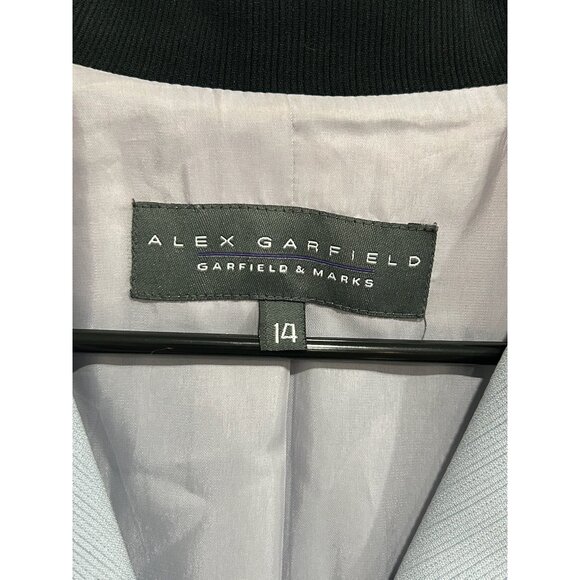 Alex Garfield by Garfield and Marks Womens Light Gray Blazer Black Collar SZ 14 - Picture 6 of 9